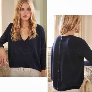 ✨RARE✨ SEZANE x Eric Bompard 100% Cashmere Saint Germain Sweater in Marine Blue